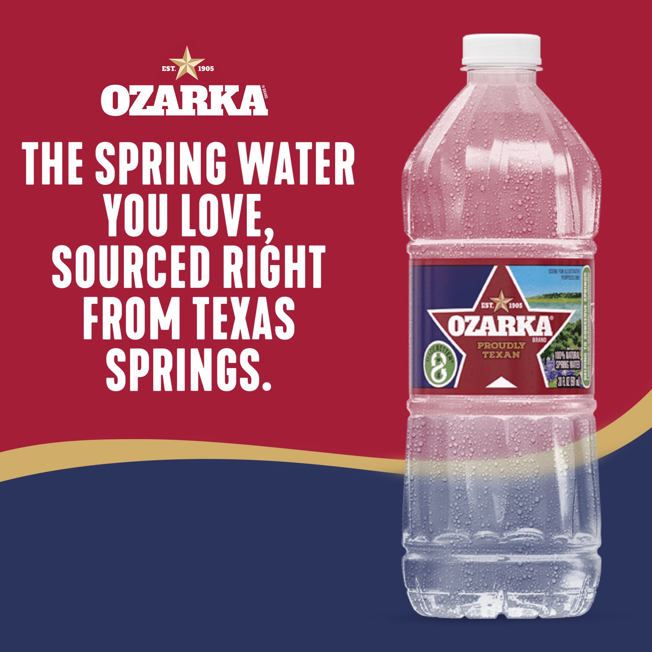 Ozarka Texas Spring Water, 20 Fl Oz, Single Plastic Bottle
