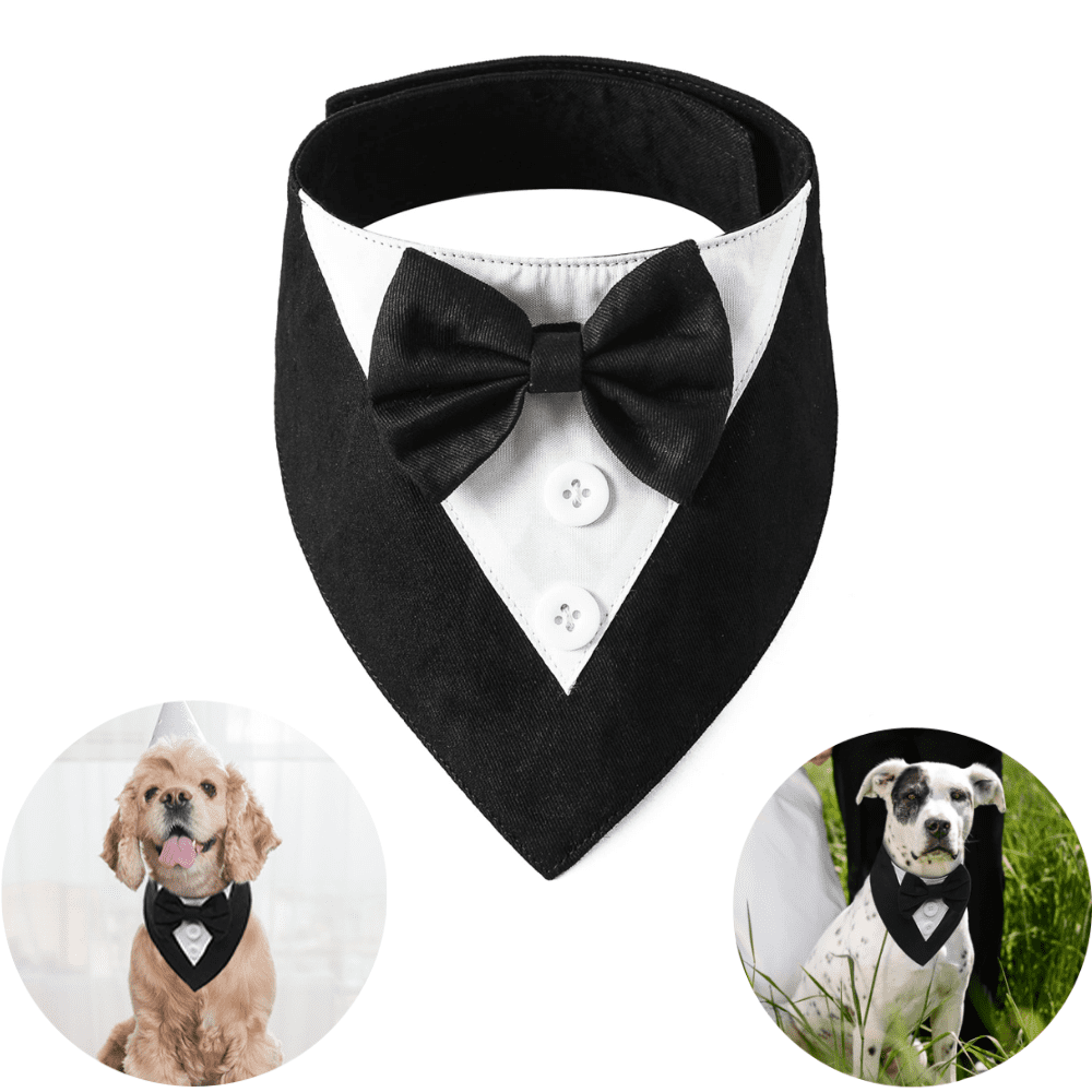 Dog Tuxedo,Formal Dog Wedding Bandana Dog Collar with Bow Tie Dog