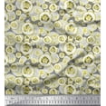 thumbnail image 1 of Soimoi Yellow Crepe Silk Fabric Cucumber Vegetable Print Sewing Fabric Yard 42 Inch Wide, 1 of 2