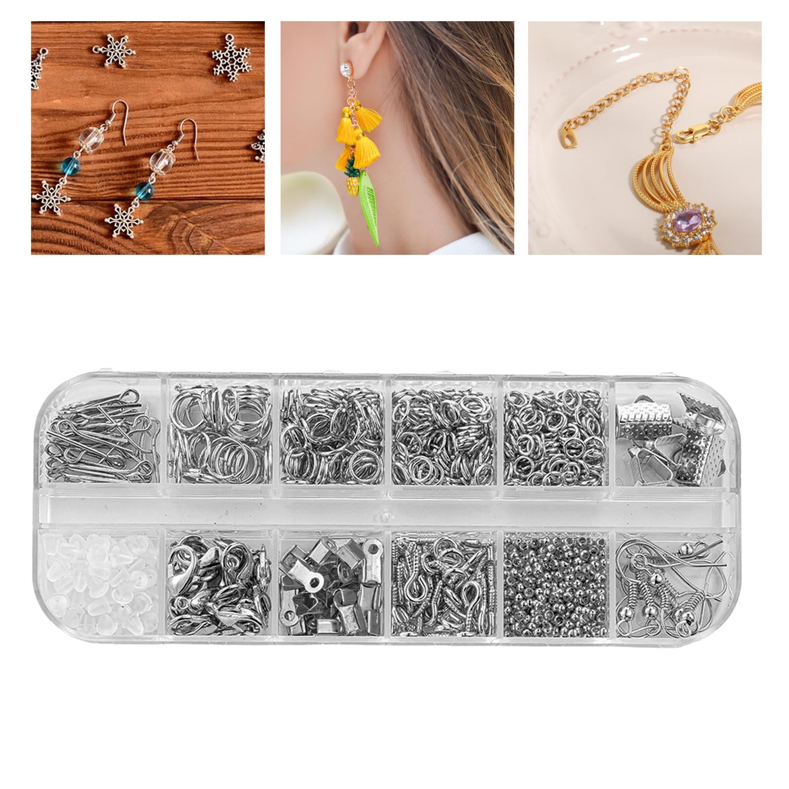 Milageto 2x Earring Making Supplies Kit Earring Hooks Open Jump Rings Lobster Clasps Earring Finding for Crafts Necklace Jewelry Making Repair Beading