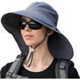 thumbnail image 1 of Chapeaux de Soleil pour Femmes Protection UV Pliable Large Bord Trou Queue de Cheval Été Hommes Chapeaux de Plage avec Rabat de Cou, 1 of 5