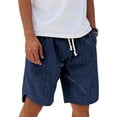 thumbnail image 3 of Favoffer Men's Five Quarter Shorts Solid Color Drawstring Elastic Waist Loose Casual Mid Thigh Short Pants Summer Daily Outdoor Workout Bottom, 3 of 8