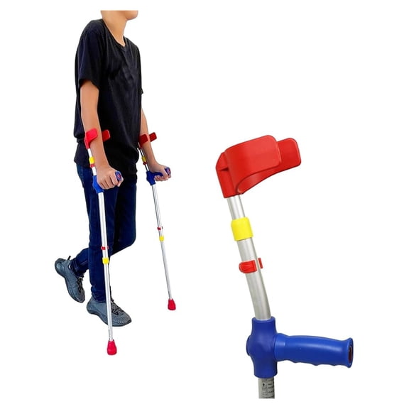 Forearm Crutches for Kids (x2 Units) Adjustable Height, Aluminium, Lightweight Elbow Crutches, Coloured, Pediatric Girls and Boys, Made in Europe