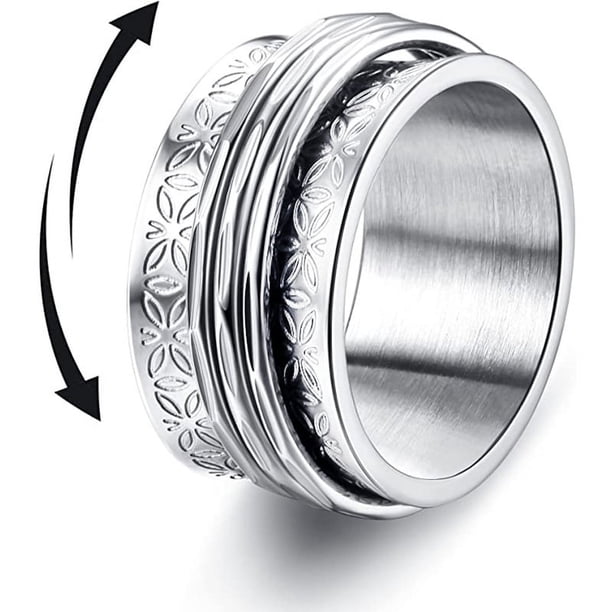 1pc Punk Stainless Steel Butterfly Anxiety Ring - Unisex Rotating Fidget Spinner for Stress Relief & Wedding Parties!