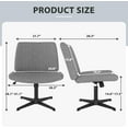 thumbnail image 3 of Dkelincs Criss Cross Chair No Wheels Comfy Wide Cross Legged Armless Vanity Chair Height Adjustable Office Desk Chair for Bedroom Makeup Room, Support 250 lbs, Gray, 3 of 7