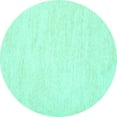 thumbnail image 1 of Ahgly Company Machine Washable Indoor Round Solid Turquoise Blue Modern Area Rugs, 6' Round, 1 of 4