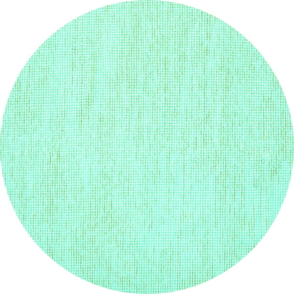 Ahgly Company Machine Washable Indoor Round Solid Turquoise Blue Modern Area Rugs, 6' Round