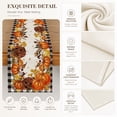 thumbnail image 4 of Smile Buffalo Check Plaid Fall Table Runner 13 x 72, Harvest Thanksgiving Pumpkins Mushrooms Birdhouse Maple Leaves, 4 of 10
