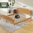 thumbnail image 6 of Rattan King Size Platform Bed Frame - Handwoven Rattan Headboard and Footboard, Solid Pine Wood, No Box Spring Needed , Walnut, 6 of 9