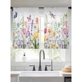 thumbnail image 2 of Wildflowers Sheer Curtains 54 Inch Length 2 Panels Set Window Treatments, Spring Farmhouse Tulip Floral Leaf Wooden Grain Rod Pocket Semi Curtains for Living Room/Bedroom/Kitchen Décor, 104"W x 54"L, 2 of 7