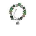 thumbnail image 2 of Silvertone Small Bulldog - Mascot Green Christmas Bead Bracelet, 2 of 4