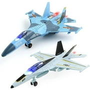 Airplane Toy for Boys - 2 Pack, Diecast Airplane Toys for Kids, SU35 F18 Model Plane Toy for Boys, Pull Back Toy Jets with Light & Sound for Gifts Collection Decor