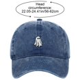 thumbnail image 3 of Byfri Dark Blue Halloween Ghost Embroidered Baseball Hat 56-62cm Adjustable Washed Cotton Dad Cap, 3 of 7