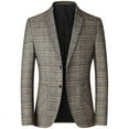 thumbnail image 3 of Traje de chaqueta para hombre, traje informal de negocios para hombre, traje pequeño, top ajustado, traje informal de mediana edad a cuadros para primavera y otoño, traje individual, 3 of 5