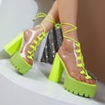 thumbnail image 1 of Botas geniales de gran tamaño europeas y americanas con correa de boca de pez, botas de mujer de PVC en color caramelo, botas de tacón grueso de PVC transparente, 1 of 6