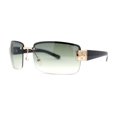 thumbnail image 1 of Old School Rimless Narrow Rectangle 90s Designer Shade Sunglasses Gold Green, 1 of 4