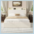 thumbnail image 2 of Jojoka Bed Frame with Storage Headboard, Charging Station & LED Lights, Full Size Bed with 4 Drawers, No Box Spring Needed, Noise-Free Design, White, 2 of 8