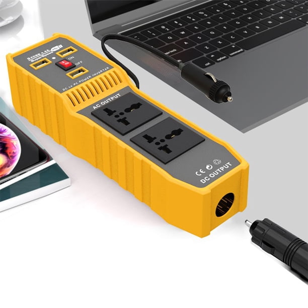 Scienceny Cargadores de coche ABS Inversor de energía Multi puerto 3 USB Reemplazo Desmontable Protección contra sobrecarga Enchufe convertidor Paneles de instrumentos para automóviles 12V a 110V