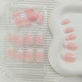 thumbnail image 2 of White French Tip Press On Nails-Short Oval Acrílico Brillante Uñas Falsas-Pink Full Cover Stick On para Mujeres Chicas-24Pcs, 2 of 4