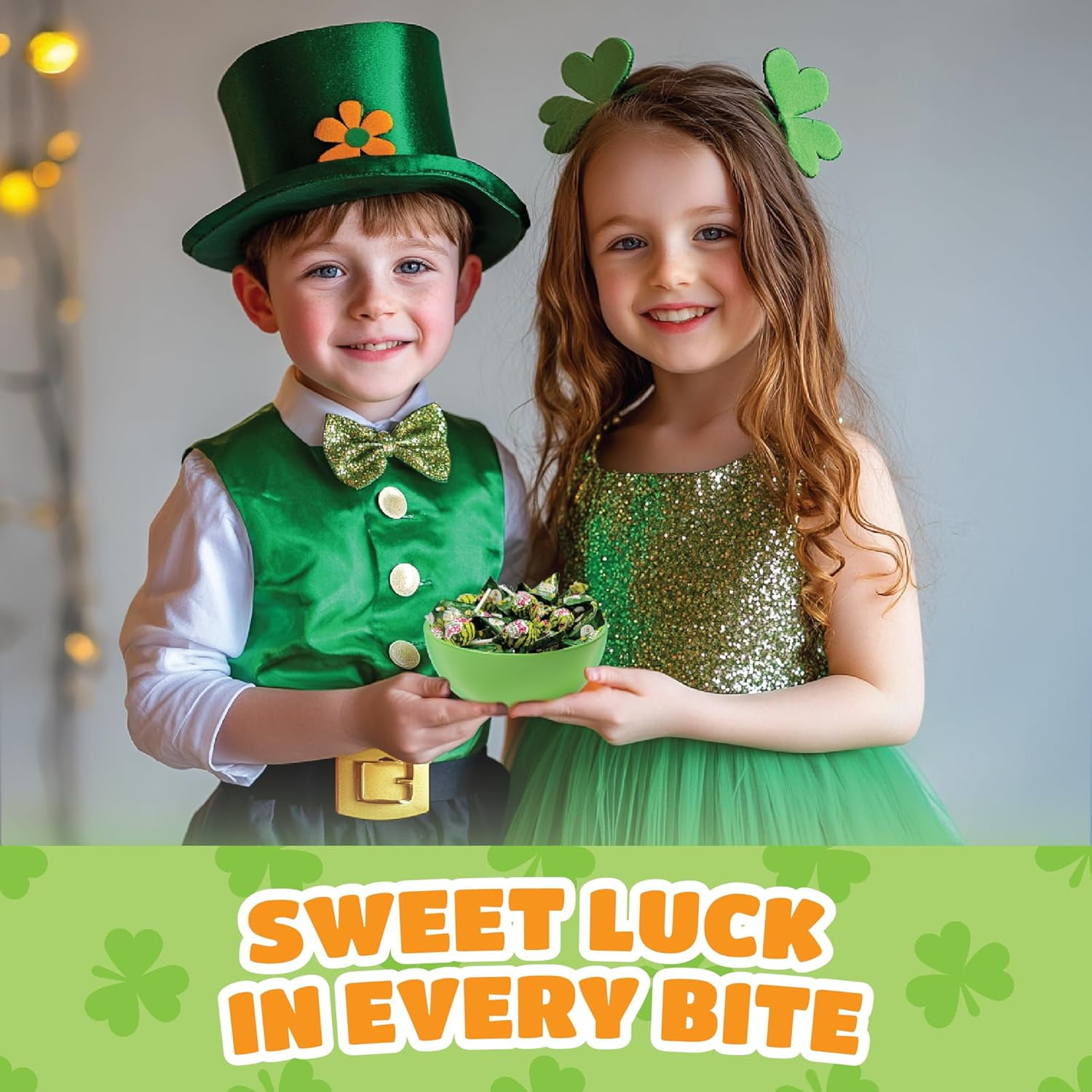St. Patrick's Day Green Candy Mix - 4-Pound Bulk Pack, Sour Apple Popping Rocks and Gum-Filled Lollipops