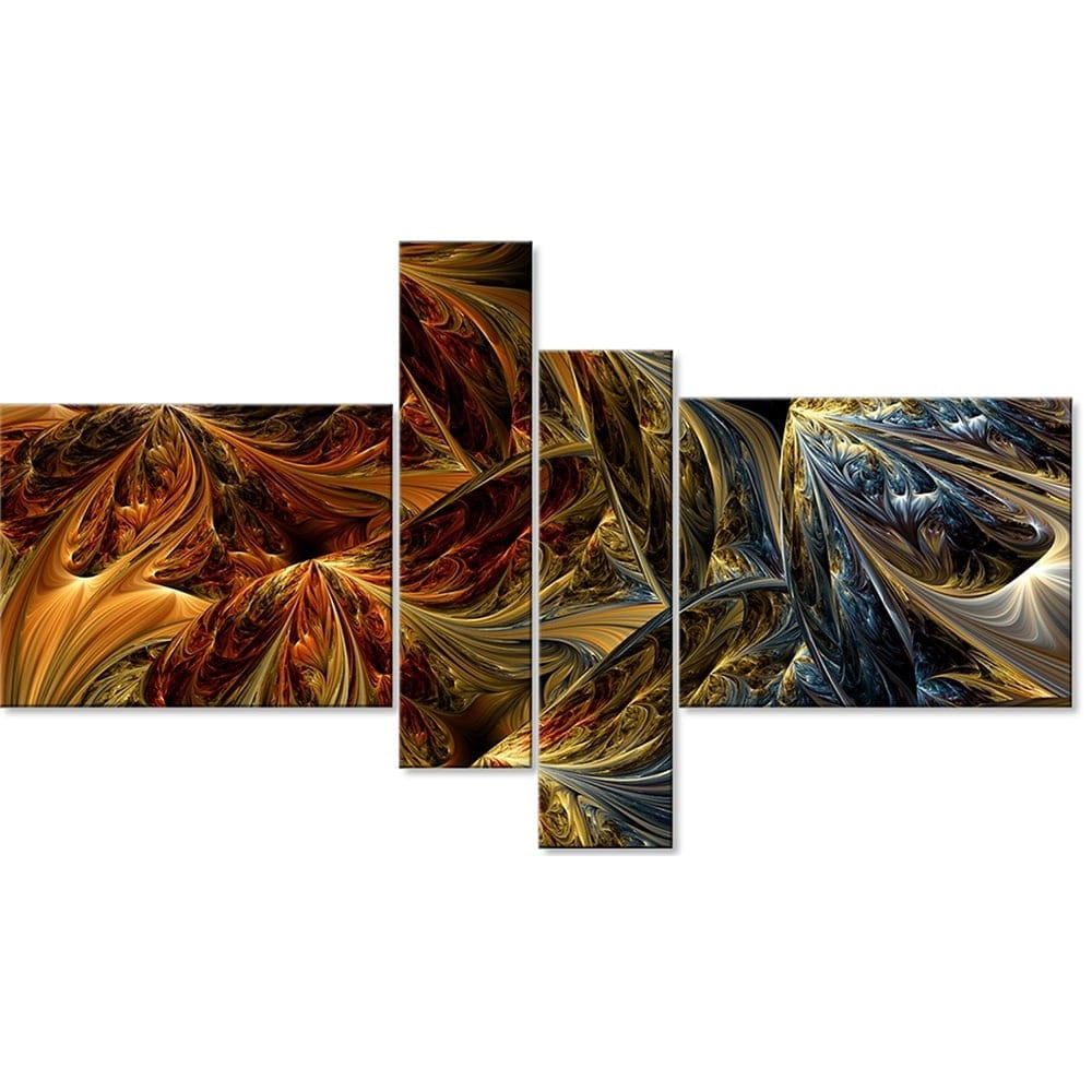 DESIGN ART  "Red VS Blue" 4-piece Large Canvas Print - Blue 32 in. wide x 16 in. high - 1 Panel