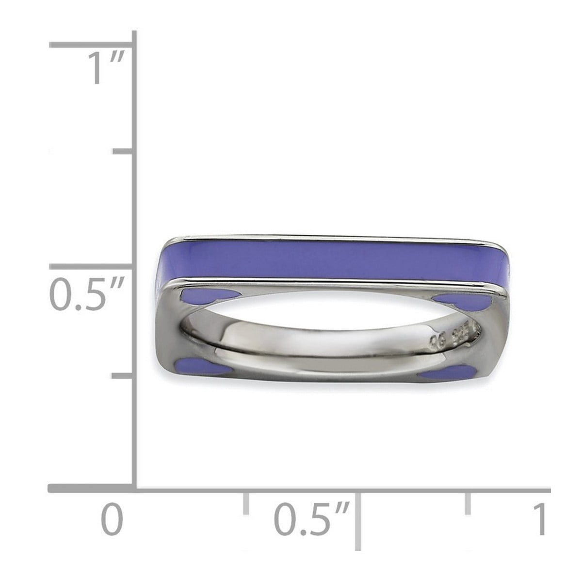 3.25mm 925 Sterling Silver Stackable Polished Purple Enameled Square Ring Size 6 Stackable Ring for Women