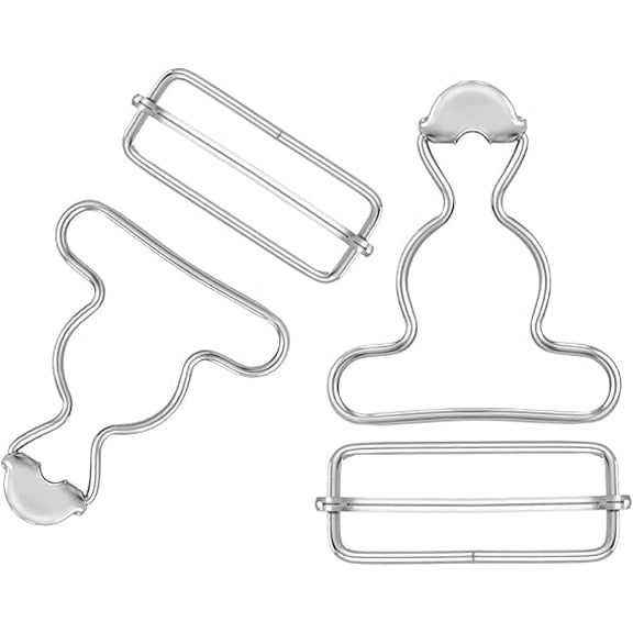 Metal Overall Buckles Replacement Adjustable Suspender Clips Silver 2 Pairs