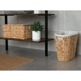 thumbnail image 3 of Handwoven Water Hyacinth Wicker Waste Basket with Built-in Handles for Bedroom & Bathroom - 1 Pack, 3 of 5