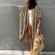 thumbnail image 2 of Traje de baño para cubrir estilo bohemio, cubierta de Bikini cómoda y holgada a la moda con cinturón para mujer, tamaño libre de lunares de leopardo amarillo, 2 of 8