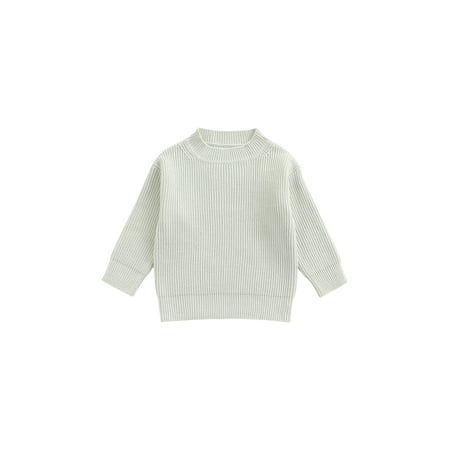 

TheFound Toddler Baby Girl Boy Knit Sweater Crewneck Long Sleeve Solid Color Pullover Top Warm Fall Winter Clothes