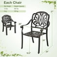 thumbnail image 4 of Costway 2pcs Patio Cast Aluminum Dining Chairs Armrests Outdoor Stackable Bronze, 4 of 8