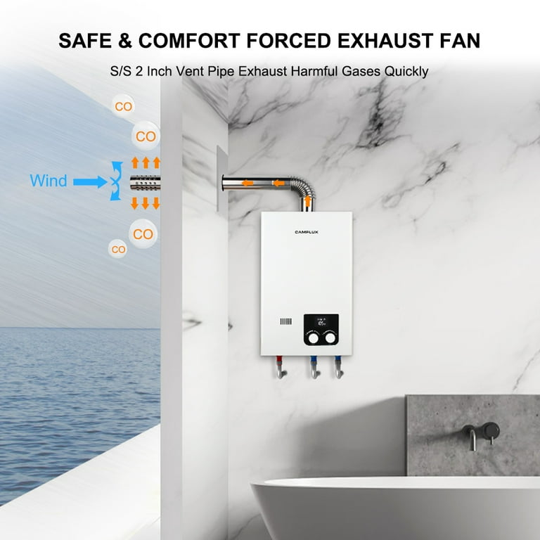 Camplux 10L 2.64 GPM High Capacity Color Screen Propane Tankless Water  Heater - Walmart.com