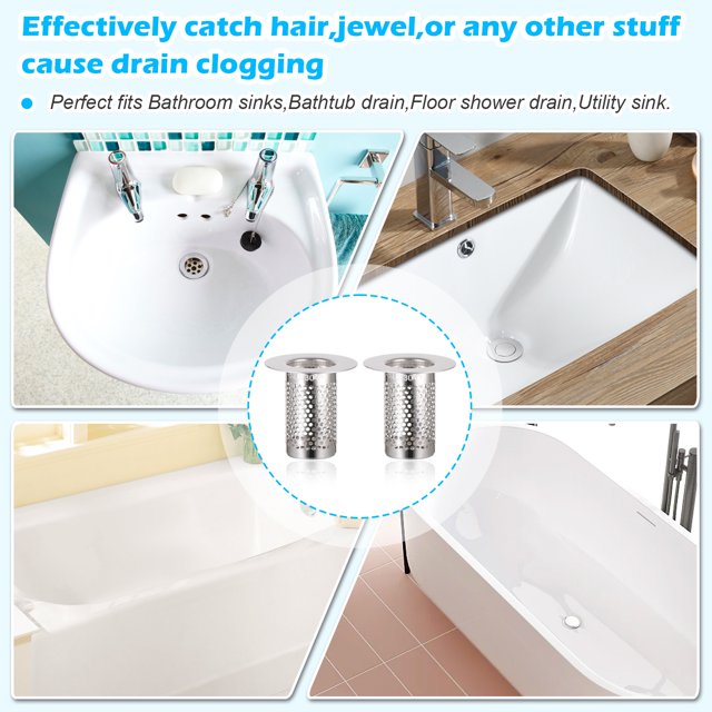 Billuyoard Filtro de drenaje de suelo fácil de limpiar, antibacteriano, a prueba de moho, durabilidad del filtro del fregadero de cocina, 2 Accesorios de baño