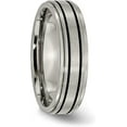 thumbnail image 5 of Chisel Titanium Brushed Center Black Enamel 6.2mm Ridged Edge Band - Ring Size 6.0, 5 of 8