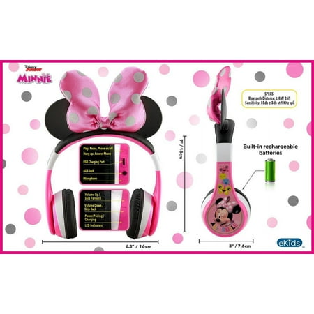 eKids - Minnie Mouse Bluetooth Wireless Headphones - pink