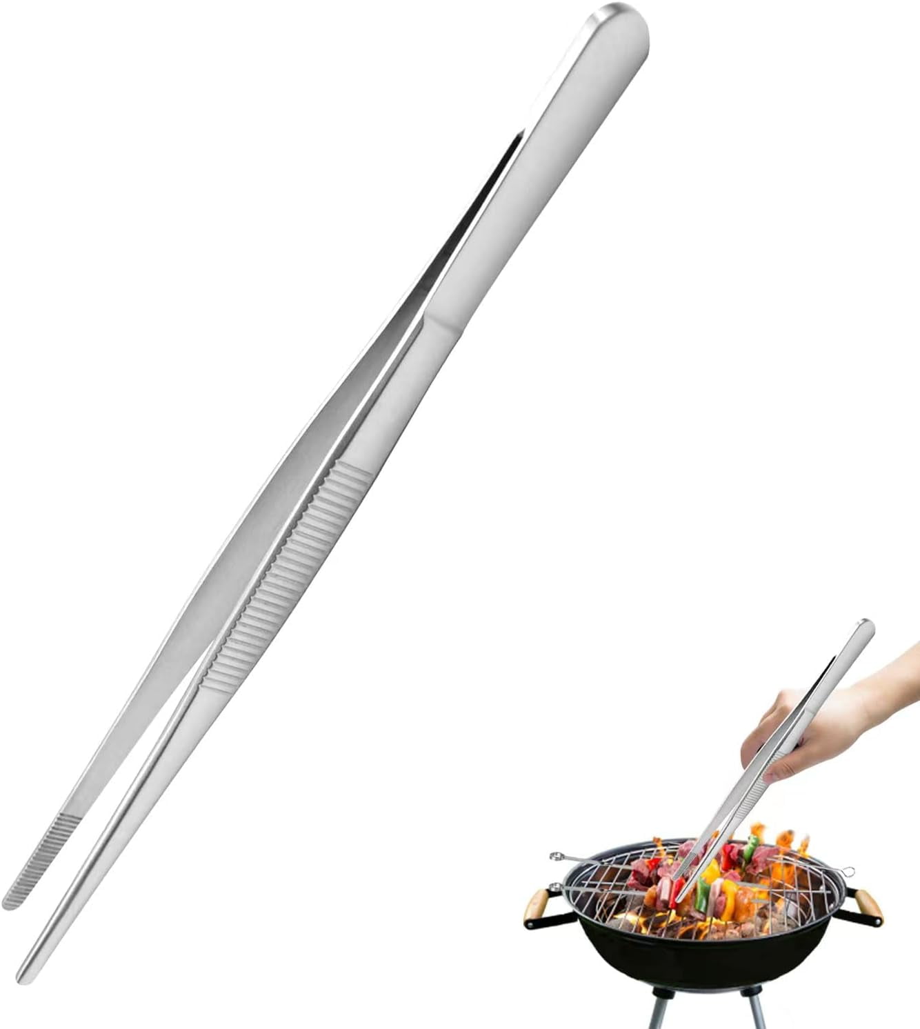 2-Pack 12-Inch Locking Tweezers Tongs For Kitchen, BBQ, Seafood, And Repairs