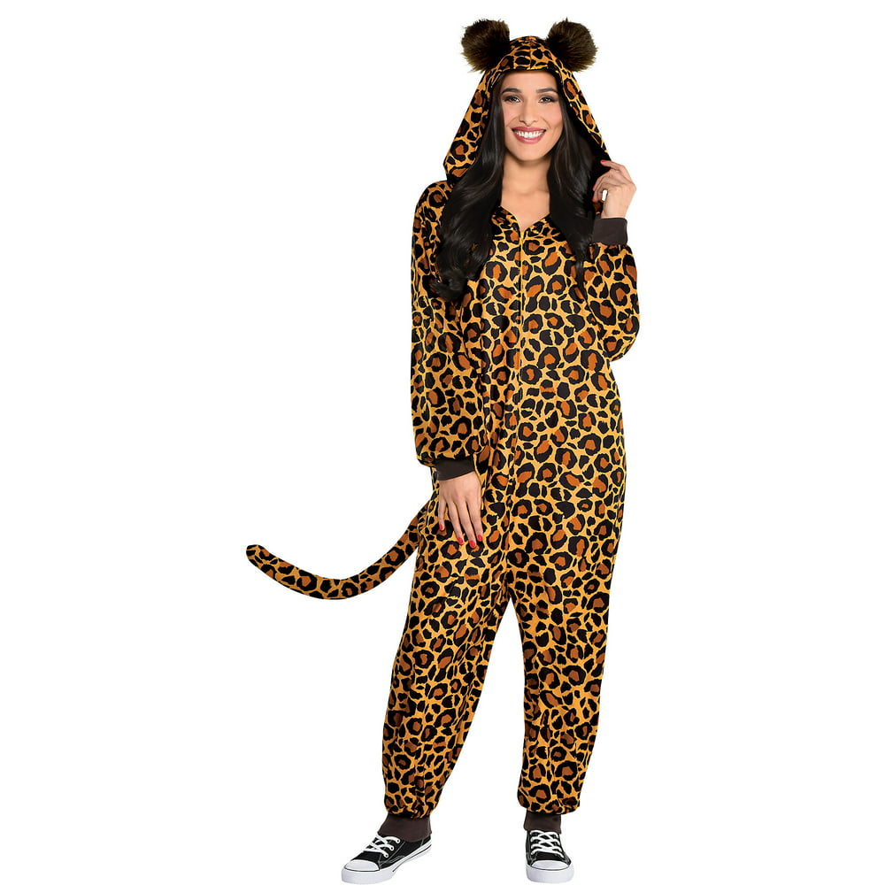 Party City Leopard Zipster Halloween Costume for Women, Hooded Onesie ...