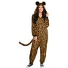Party City Leopard Zipster Halloween Costume for Women, Large/Extra Large (14-16), Hooded Onesie with Ears and Tail
