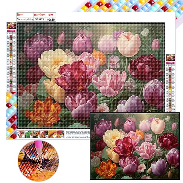Kit Con Cuentas Cuadradas 5D DIY Tulipanes Del 40x30cm
