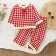 thumbnail image 2 of NOLDARES Baby Girl Cute 2 Piece Clothing Set Long Sleeve Soft Sweatshirt and Elastic Waist Pants Print Outfits Clothes Fall Winter(Red,5-6 Y), 2 of 5