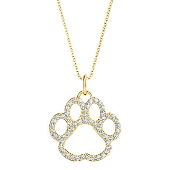 Jewel Gallery Women's Yellow Gold Necklace with 0.50 Carat Natural White Diamond, H-I Color, I1-I2 Clarity on 925 Sterling Silver Box Chain
