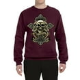 thumbnail image 2 of Wild Bobby, Brotherhood Biker Motorcycles Cross and Skull Pop Culture Unisex Crewneck Graphic Sweatshirt, Maroon, 2XL, 2 of 3