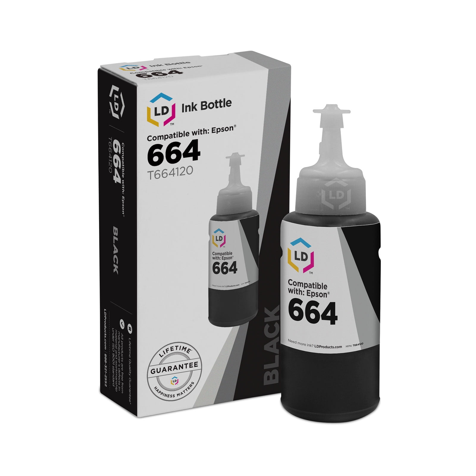 LD © Compatible Epson T664 / T664120 Black Ink Bottle for Expression ET  2500, 2550, 4500 and Workforce ET 16500 - Walmart.com