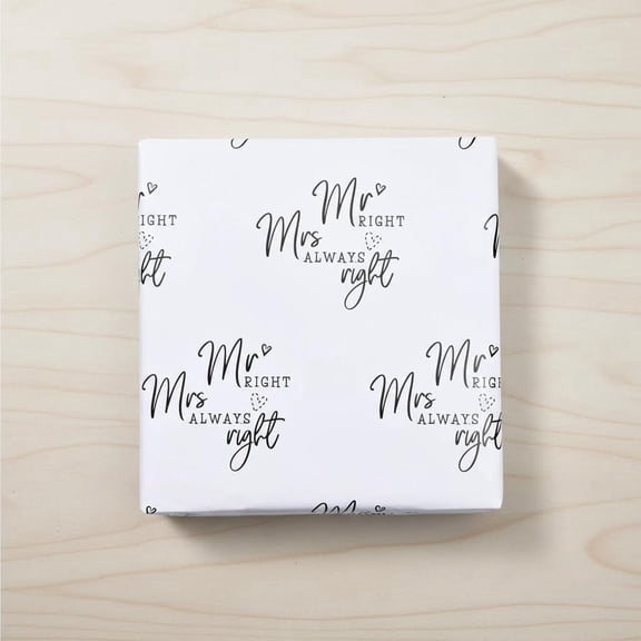 Bridal Shower Wrapping Paper - Mrs. Always Right Design, Black and White Gift Wrap