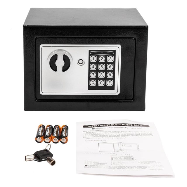 Cajas Fuertes Pequeñas Caja Electrónica Digital de Acero Negro, Tipo de Cerradura con Teclado y Llave Zimtown caja fuerte