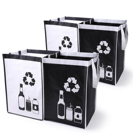 Recycle Waste Bag for Kitchen Home- Indoor Recycling Bins Trash Sorting Organizer, Reusable and Waterproof, 4 Pack