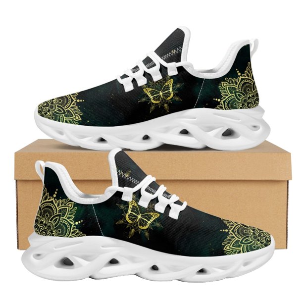 Zapatos planos casuales con diseño de mariposa y mandala de lujo para caminar al aire libre, zapatillas deportivas clásicas de alta calidad para exteriores.