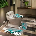 thumbnail image 5 of 4PCS Teal High Heels Shower Curtain Set, Hello Gorgeous Turquoise Rose Butterfly Lipstick Perfume Makeup Black and White Striped Polka Dot Modern Fashion Girl Bathroom Decor, Non-slip Bath Mat, 5 of 7