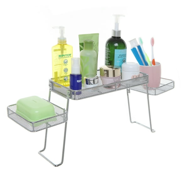 MyGift 3 Shelves Chrome Plated Metal Bathroom tray/Perforated Organizer