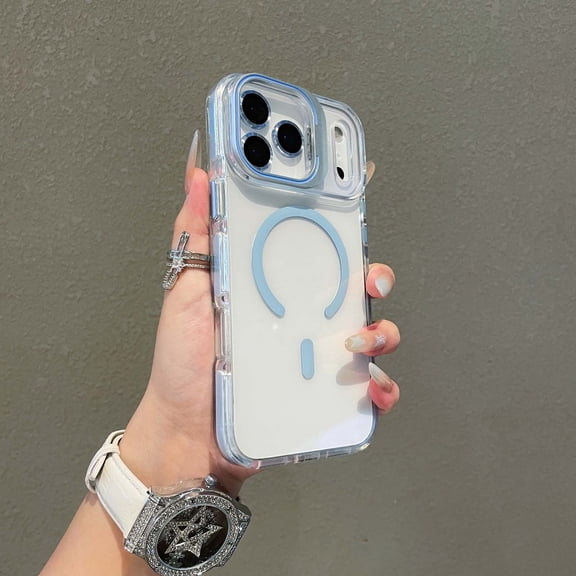 for iPhone 15 Clear Case, Magnetic Phone Case Drop Proof Compatible with Mag-Safe Slim Anti Yellowing Rugged Shockproof Protective Transparent Cell Phone Cover for iPhone 15, Blue